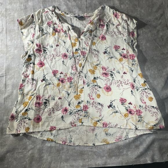 Buffalo David Bitton Floral Blouse, Capped Sleeves, XXL - Picture 1 of 6